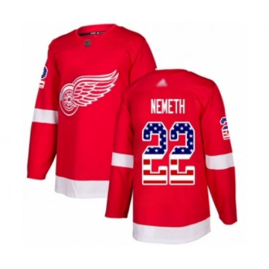 Men's Detroit Red Wings 22 Patrik Nemeth Authentic Red USA Flag Fashion Hockey Jersey