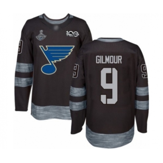 Men's St. Louis Blues 9 Doug Gilmour Authentic Black 1917-2017 100th Anniversary 2019 Stanley Cup Champions Hockey Jersey