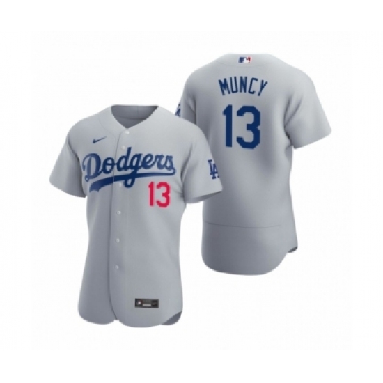 Men's Los Angeles Dodgers 13 Max Muncy Nike Gray Authentic 2020 Alternate Jersey