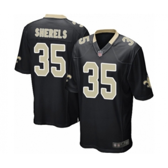 Men's New Orleans Saints 35 Marcus Sherels Game Black Team Color Football Jersey