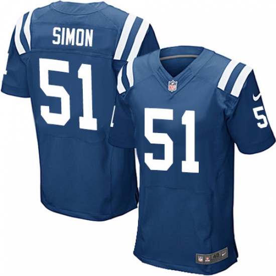 Men's Nike Indianapolis Colts 51 John Simon Elite Royal Blue Team Color NFL Jersey