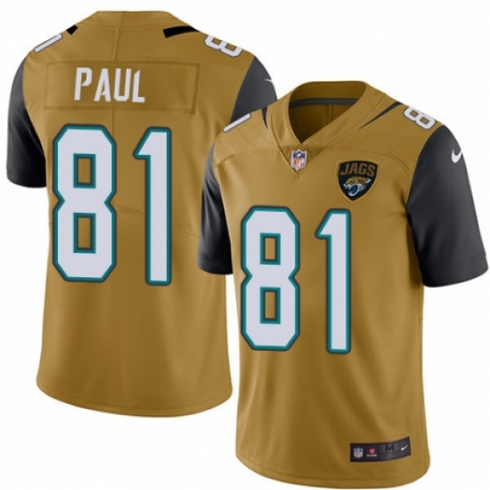 Youth Nike Jacksonville Jaguars 81 Niles Paul Limited Gold Rush Vapor Untouchable NFL Jersey
