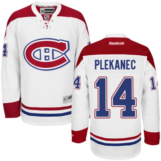 Men's Reebok Montreal Canadiens 14 Tomas Plekanec Authentic White Away NHL Jersey