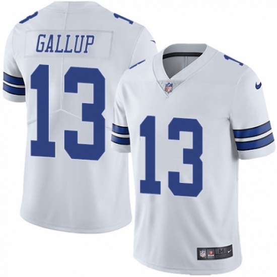Men's Nike Dallas Cowboys 13 Michael Gallup White Vapor Untouchable Limited Player NFL Jersey