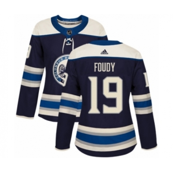 Women's Adidas Columbus Blue Jackets 19 Liam Foudy Premier Navy Blue Alternate NHL Jersey
