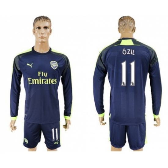 Arsenal 11 Ozil Sec Away Long Sleeves Soccer Club Jersey