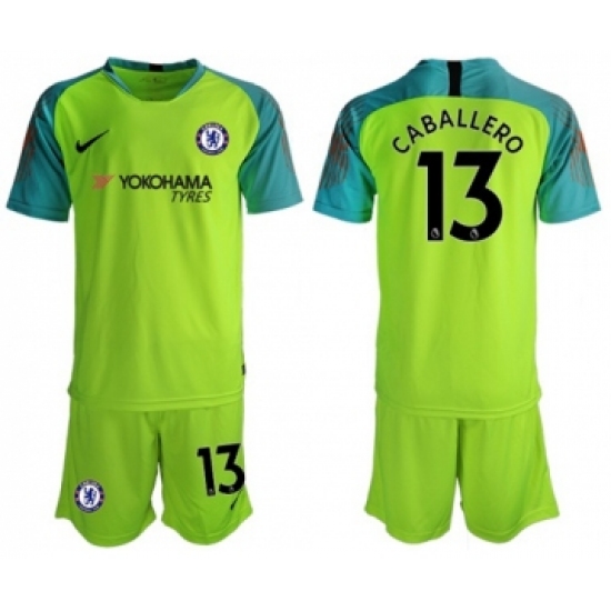 Chelsea 13 Caballero Shiny Green Goalkeeper Soccer Club Jersey