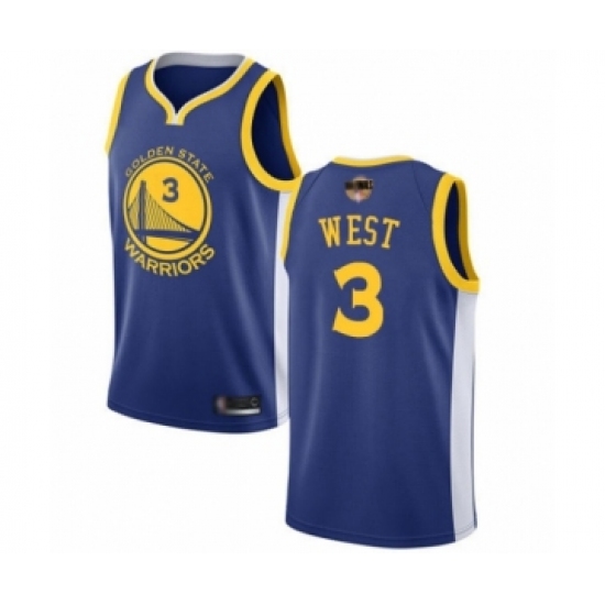Youth Golden State Warriors 3 David West Swingman Royal Blue 2019 Basketball Finals Bound Basketball Jersey - Icon Edition