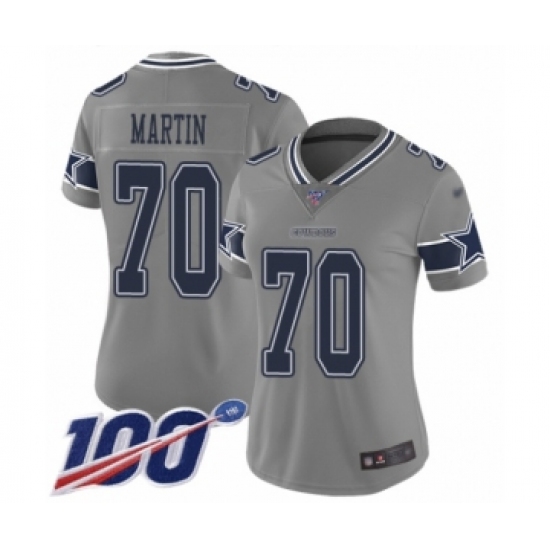 Women's Dallas Cowboys 70 Zack Martin Limited Gray Inverted Legend 100th Season Football Jersey