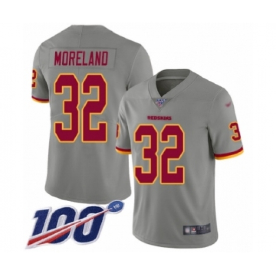 Men's Washington Redskins 32 Jimmy Moreland Limited Gray Inverted Legend 100th Season Football Jersey