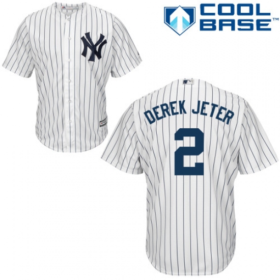 Youth Majestic New York Yankees 2 Derek Jeter Authentic White Home MLB Jersey