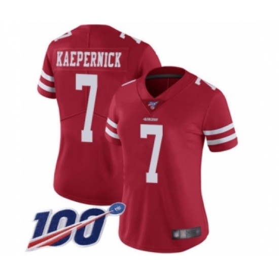 Women's San Francisco 49ers 7 Colin Kaepernick Red Team Color Vapor Untouchable Limited Player 100th Season Football Jersey