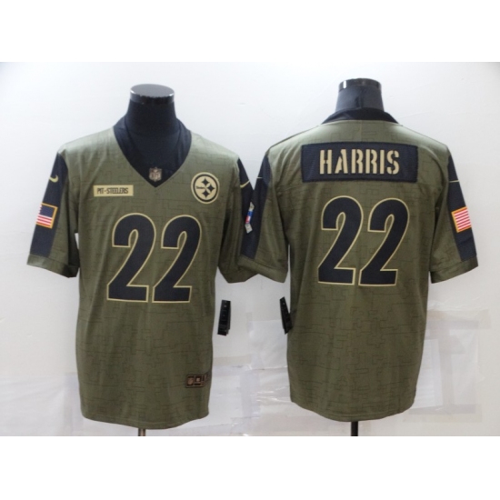 Men's Pittsburgh Steelers 22 Najee Harris Nike Olive 2021 Salute To Service Limited Player Jersey