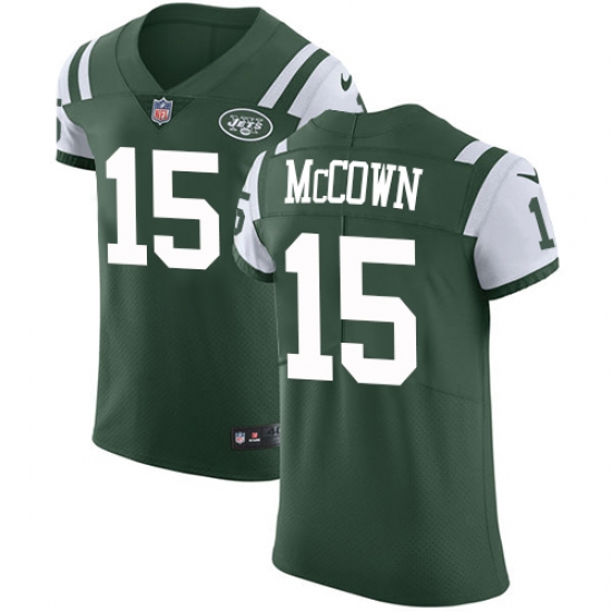 Men's Nike New York Jets 15 Josh McCown Elite Green Team Color NFL Jersey