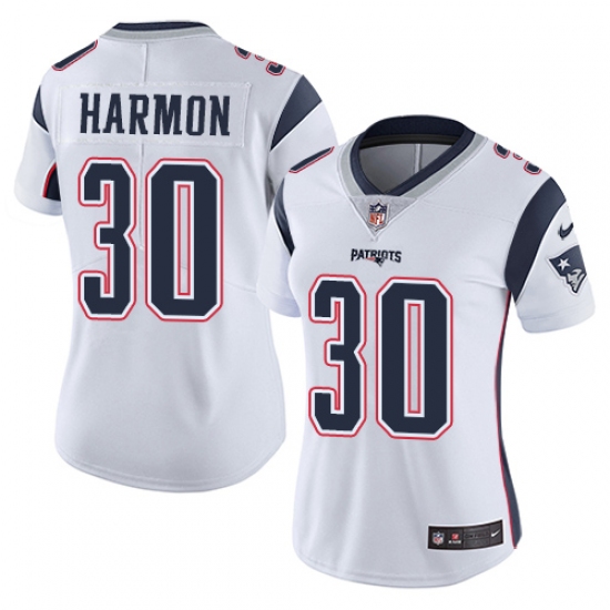 Women's Nike New England Patriots 30 Duron Harmon White Vapor Untouchable Limited Player NFL Jersey