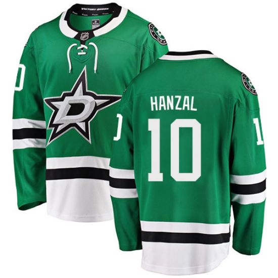 Men's Dallas Stars 10 Martin Hanzal Authentic Green Home Fanatics Branded Breakaway NHL Jersey