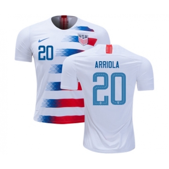 USA 20 Arriola Home Kid Soccer Country Jersey