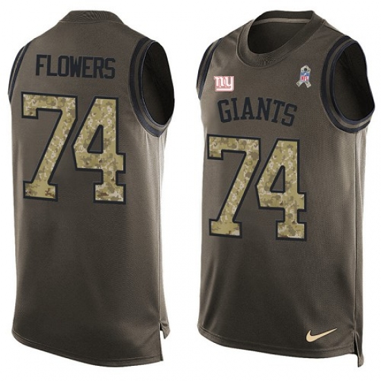 Men's Nike New York Giants 74 Ereck Flowers Limited Green Salute to Service Tank Top NFL Jersey