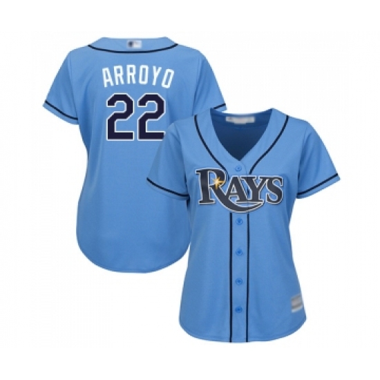 Women's Tampa Bay Rays 22 Christian Arroyo Replica Light Blue Alternate 2 Cool Base Baseball Jersey