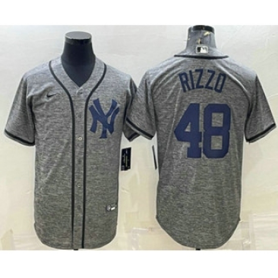 Men's New York Yankees 48 Anthony Rizzo Grey Gridiron Cool Base Stitched Jersey