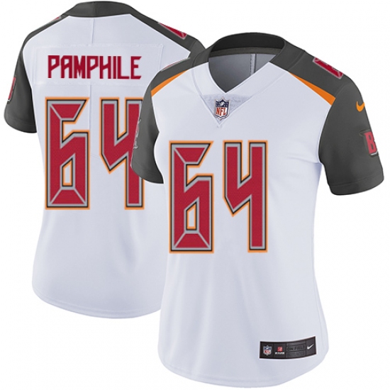 Women's Nike Tampa Bay Buccaneers 64 Kevin Pamphile White Vapor Untouchable Limited Player NFL Jersey - Click Image to Close