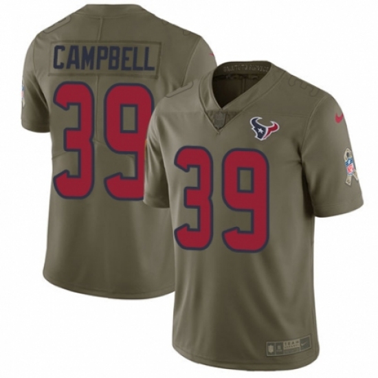 Men's Nike Houston Texans 39 Ibraheim Campbell Limited Olive 2017 Salute to Service NFL Jersey