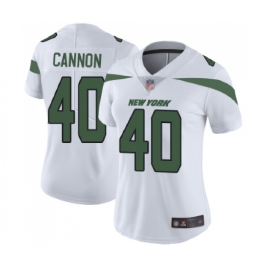 Women's New York Jets 40 Trenton Cannon White Vapor Untouchable Limited Player Football Jersey