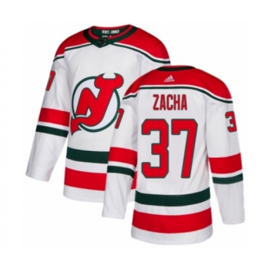 Youth Adidas New Jersey Devils 37 Pavel Zacha Authentic White Alternate NHL Jersey
