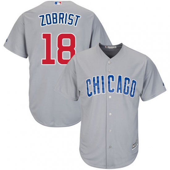 Youth Majestic Chicago Cubs 18 Ben Zobrist Authentic Grey Road Cool Base MLB Jersey