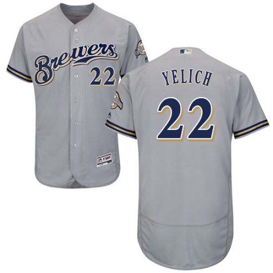 Men's Milwaukee Brewers 22 Christian Yelich Grey Flexbase Authentic Collection Stitched MLB Jersey
