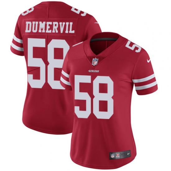 Women's Nike San Francisco 49ers 58 Elvis Dumervil Elite Red Team Color NFL Jersey
