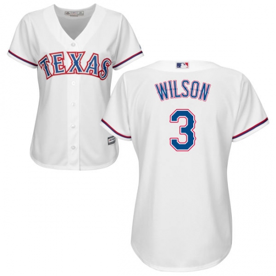 Women's Majestic Texas Rangers 3 Russell Wilson Authentic White Home Cool Base MLB Jersey