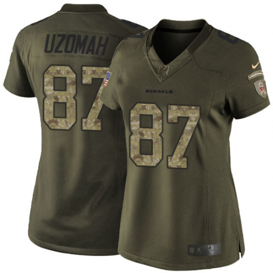 Women's Nike Cincinnati Bengals 87 C.J. Uzomah Elite Green Salute to Service NFL Jersey