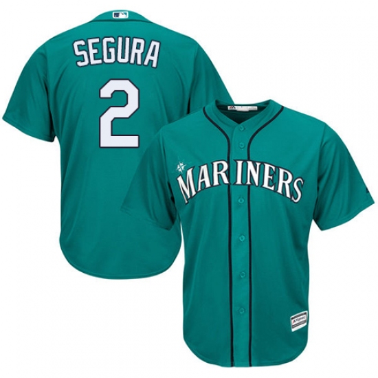 Men's Majestic Seattle Mariners 2 Jean Segura Replica Teal Green Alternate Cool Base MLB Jersey