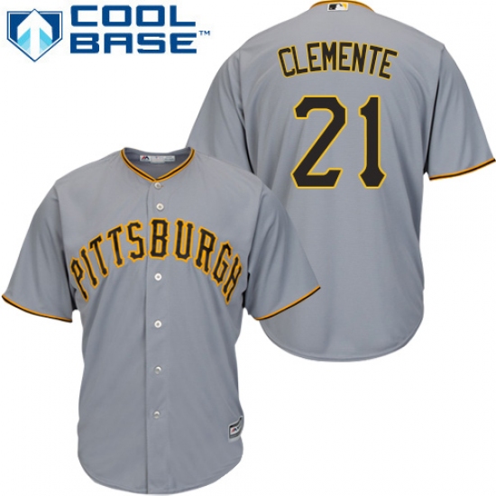 Women's Majestic Pittsburgh Pirates 21 Roberto Clemente Authentic Grey Road Cool Base MLB Jersey