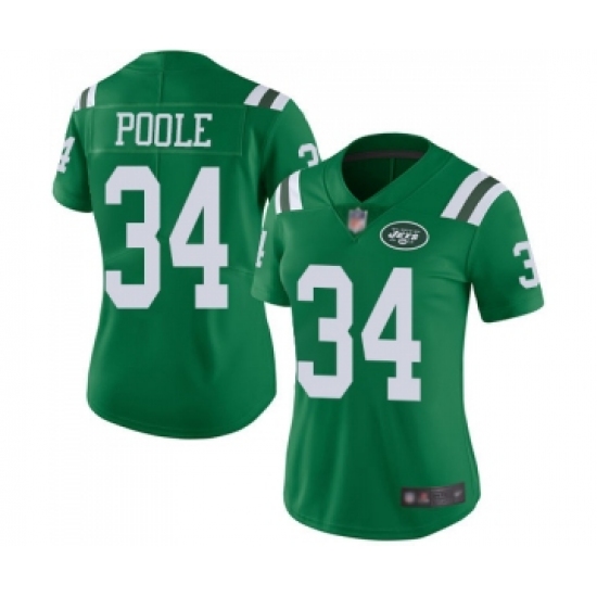 Women's New York Jets 34 Brian Poole Limited Green Rush Vapor Untouchable Football Jersey