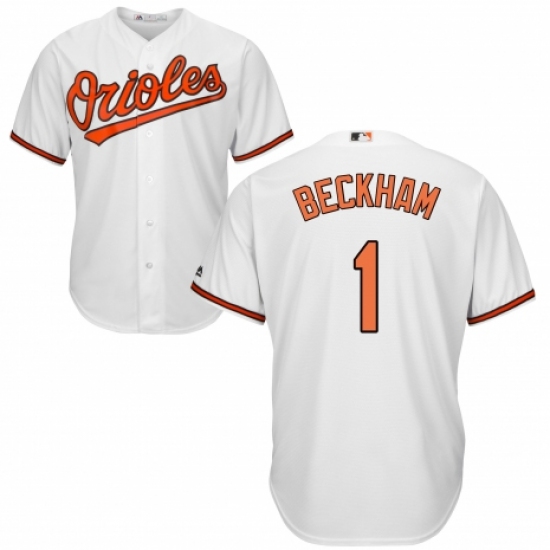 Youth Majestic Baltimore Orioles 1 Tim Beckham Replica White Home Cool Base MLB Jersey