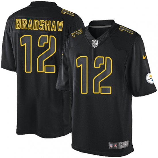 Men's Nike Pittsburgh Steelers 12 Terry Bradshaw Limited Black Impact NFL Jersey