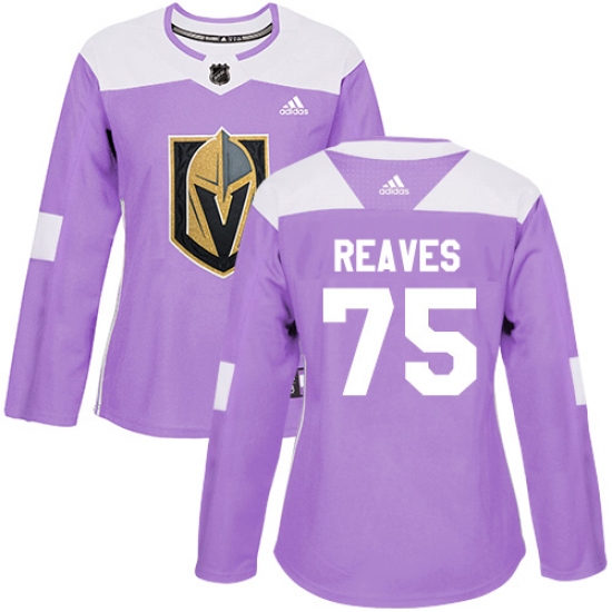 Women's Adidas Vegas Golden Knights 75 Ryan Reaves Authentic Purple Fights Cancer Practice NHL Jersey