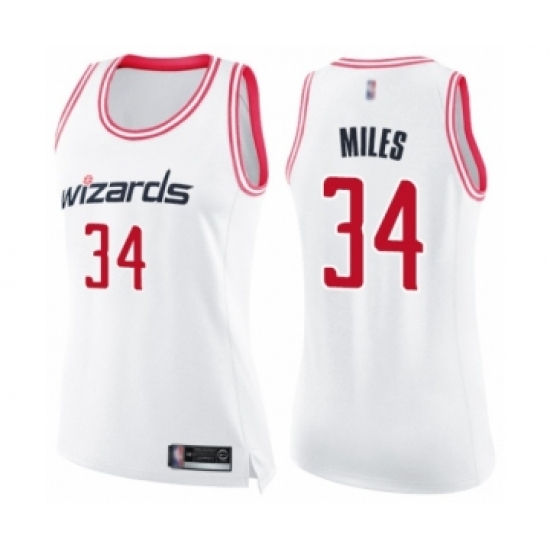 Women's Washington Wizards 34 C.J. Miles Swingman White Pink Fashion Basketball Jersey