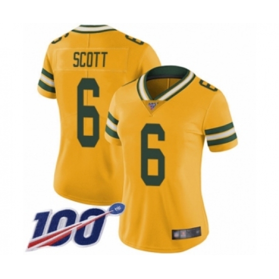 Women's Green Bay Packers 6 JK Scott Limited Gold Rush Vapor Untouchable 100th Season Football Jersey