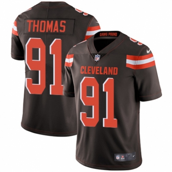Men's Nike Cleveland Browns 91 Chad Thomas Brown Team Color Vapor Untouchable Limited Player NFL Jersey