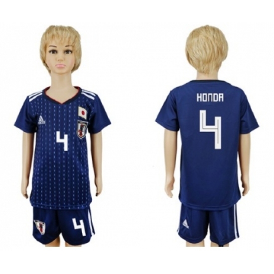 Japan 4 Honda Home Kid Soccer Country Jersey