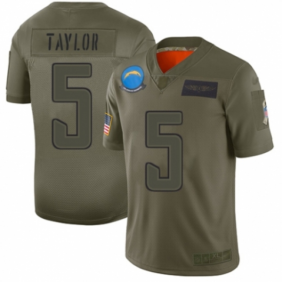 Youth Los Angeles Chargers 5 Tyrod Taylor Limited Camo 2019 Salute to Service Football Jersey