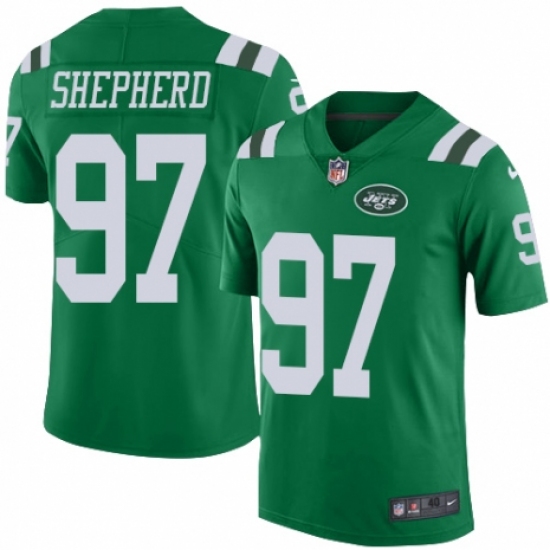 Men's Nike New York Jets 97 Nathan Shepherd Elite Green Rush Vapor Untouchable NFL Jersey