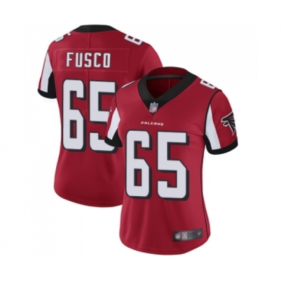 Women's Atlanta Falcons 65 Brandon Fusco Red Team Color Vapor Untouchable Limited Player Football Jersey