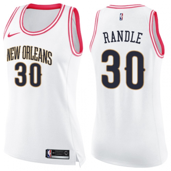 Women's Nike New Orleans Pelicans 30 Julius Randle Swingman White Pink Fashion NBA Jersey