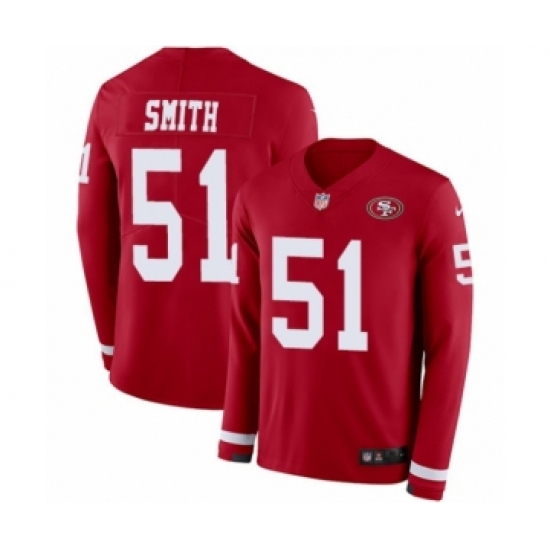 Men's Nike San Francisco 49ers 51 Malcolm Smith Limited Red Therma Long Sleeve NFL Jersey