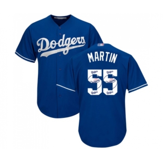 Men's Los Angeles Dodgers 55 Russell Martin Authentic Royal Blue Team Logo Fashion Cool Base Baseball Jersey