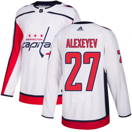 Men's Adidas Washington Capitals 27 Alexander Alexeyev Authentic White Away NHL Jersey